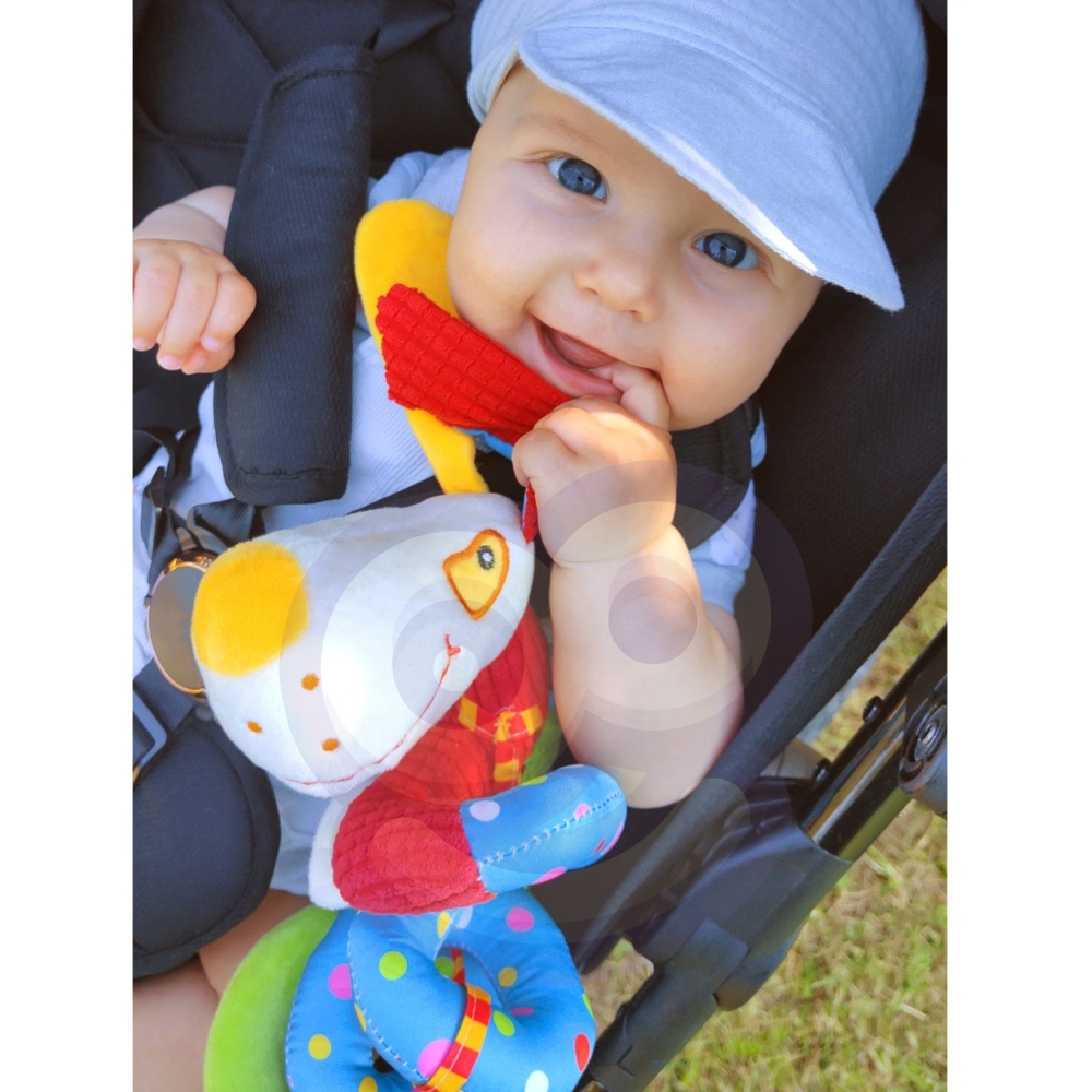 WOOPIE BABY Minkštas pakabukas spiralė vaikiškam vežimėliui Cot Cot Dog Švietimo