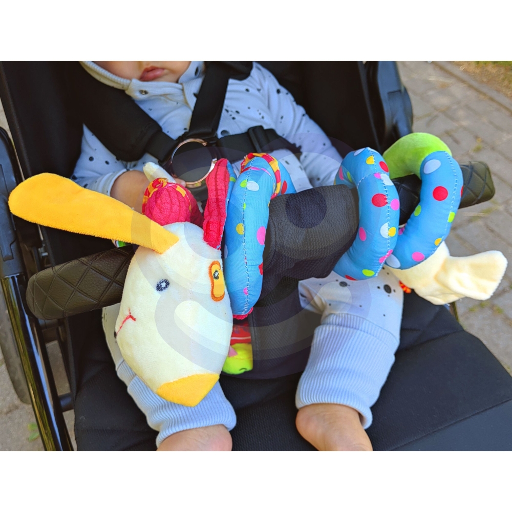 WOOPIE BABY Minkštas pakabukas spiralė vaikiškam vežimėliui Cot Cot Dog Švietimo