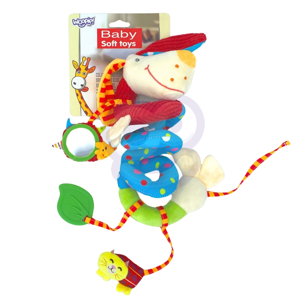 WOOPIE BABY Minkštas pakabukas spiralė vaikiškam vežimėliui Cot Cot Dog Švietimo