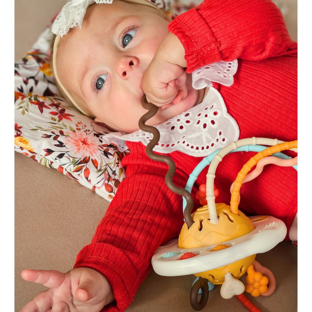Jutiminis daugiafunkcinis žaislas-kramtukas-barškutis WOOPIE BABY Montessori UFO-Žaislai, Kūdikiams, Barškučiai, kramtukai-e-vai