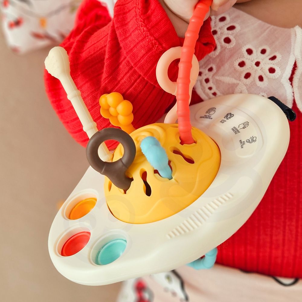 Jutiminis daugiafunkcinis žaislas-kramtukas-barškutis WOOPIE BABY Montessori UFO-Žaislai, Kūdikiams, Barškučiai, kramtukai-e-vai