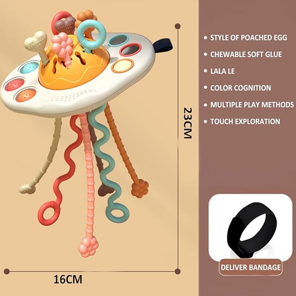 Jutiminis daugiafunkcinis žaislas-kramtukas-barškutis WOOPIE BABY Montessori UFO-Žaislai, Kūdikiams, Barškučiai, kramtukai-e-vai