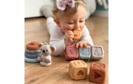 Minkštų guminių sensorinių kaladėlių rinkinys WOOPIE BABY 3-in-1 su meškiuku-Žaislai, Kūdikiams, Žaislai mažyliams (iki 4 m.