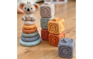 Minkštų guminių sensorinių kaladėlių rinkinys WOOPIE BABY 3-in-1 su meškiuku-Žaislai, Kūdikiams, Žaislai mažyliams (iki 4 m.