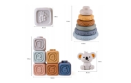 WOOPIE BABY Soft Rubber Sensory Blocks 3-in-1 Teddy Bear Set