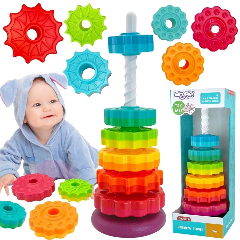 Mokomasis piramidės susuktas bokštas WOOPIE BABY-Žaislai, Kūdikiams, Žaislai mažyliams (iki 4 m.