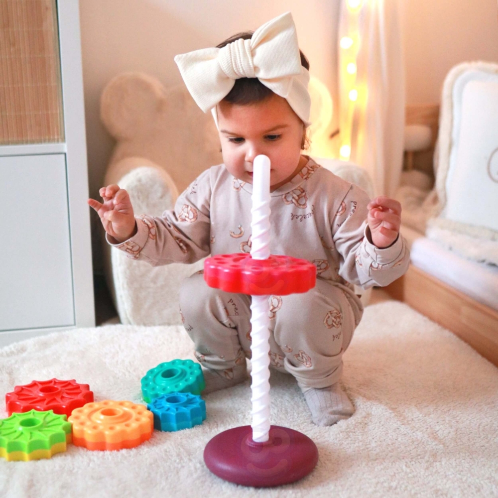 Mokomasis piramidės susuktas bokštas WOOPIE BABY-Žaislai, Kūdikiams, Žaislai mažyliams (iki 4 m.