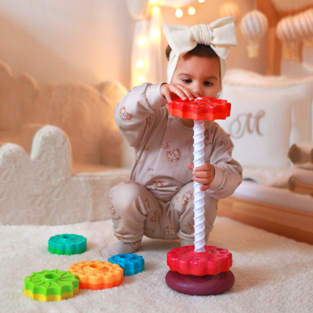 Mokomasis piramidės susuktas bokštas WOOPIE BABY-Žaislai, Kūdikiams, Žaislai mažyliams (iki 4 m.