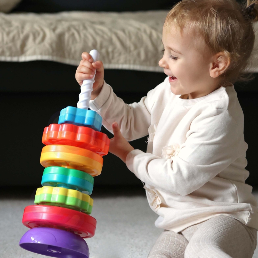 Mokomoji piramidė WOOPIE BABY Suktas gyvūnų bokštas-Žaislai, Kūdikiams, Žaislai mažyliams (iki 4 m.