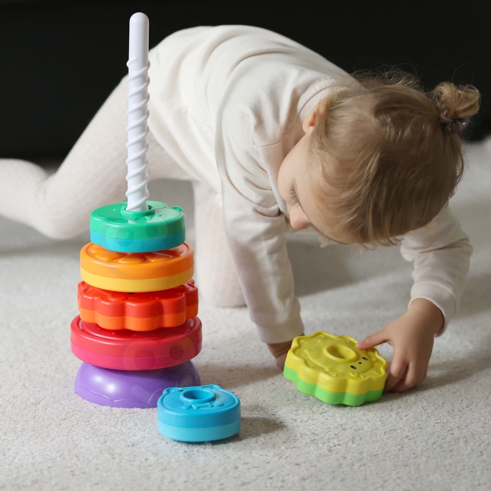 Mokomoji piramidė WOOPIE BABY Suktas gyvūnų bokštas-Žaislai, Kūdikiams, Žaislai mažyliams (iki 4 m.