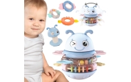 Sensorinis žaislas WOOPIE Baby Wanka 2-in-1 – barškutis ir kramtukas, mėlynas-Žaislai, Kūdikiams, Žaislai mažyliams (iki 4 m.