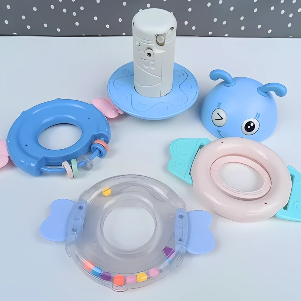 Sensorinis žaislas WOOPIE Baby Wanka 2-in-1 – barškutis ir kramtukas, mėlynas-Žaislai, Kūdikiams, Žaislai mažyliams (iki 4 m.