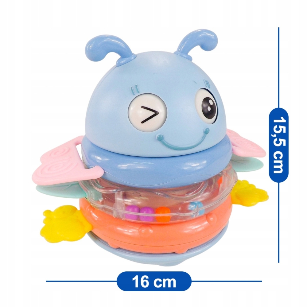 Sensorinis žaislas WOOPIE Baby Wanka 2-in-1 – barškutis ir kramtukas, mėlynas-Žaislai, Kūdikiams, Žaislai mažyliams (iki 4 m.