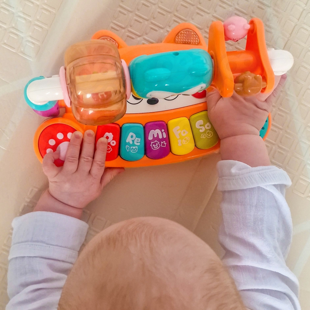 Interaktyvusis mokomasis pianinas WOOPIE BABY su sensoriniu lapinu ir LED švieselėmis-Žaislai, Kūdikiams, Žaislai mažyliams (iki