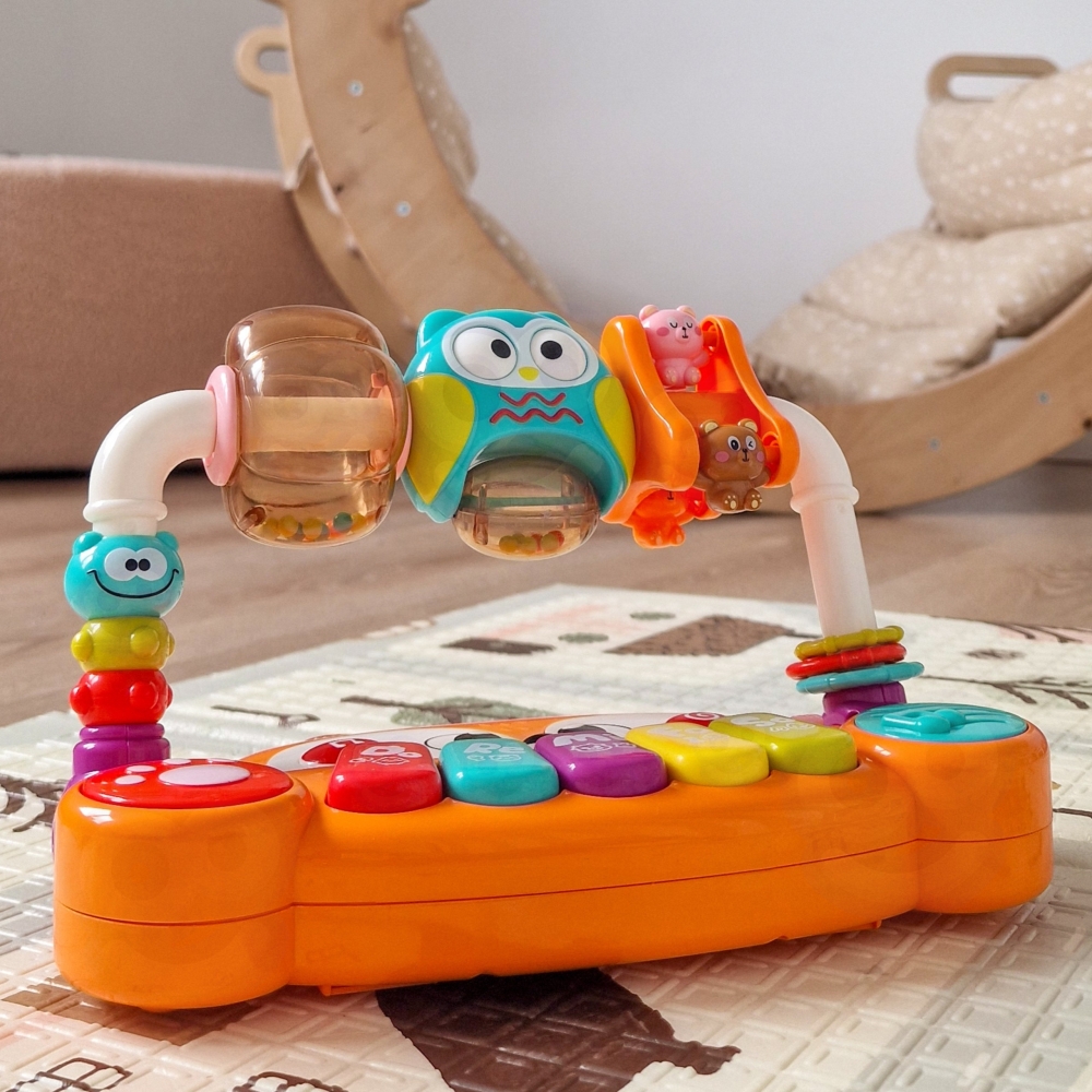 Interaktyvusis mokomasis pianinas WOOPIE BABY su sensoriniu lapinu ir LED švieselėmis-Žaislai, Kūdikiams, Žaislai mažyliams (iki