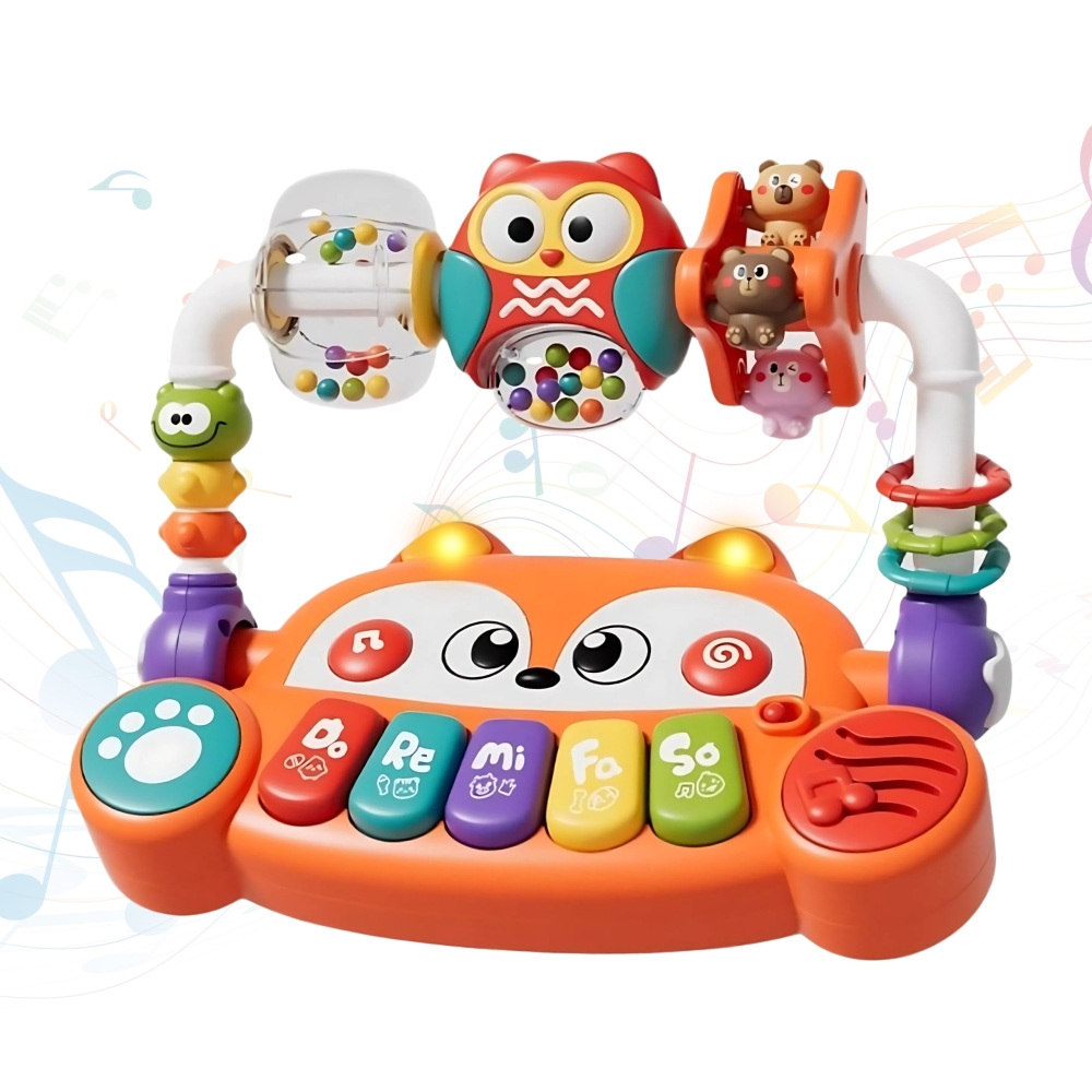 Interaktyvusis mokomasis pianinas WOOPIE BABY su sensoriniu lapinu ir LED švieselėmis-Žaislai, Kūdikiams, Žaislai mažyliams (iki