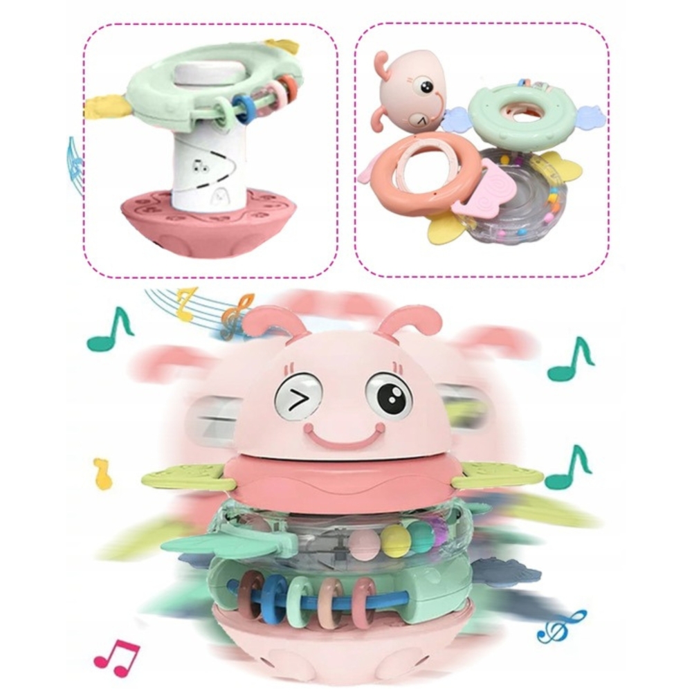 Sensorinis žaislas WOOPIE Baby Wanka 2-in-1 – barškutis ir kramtukas, rožinis-Žaislai, Kūdikiams, Žaislai mažyliams (iki 4 m.