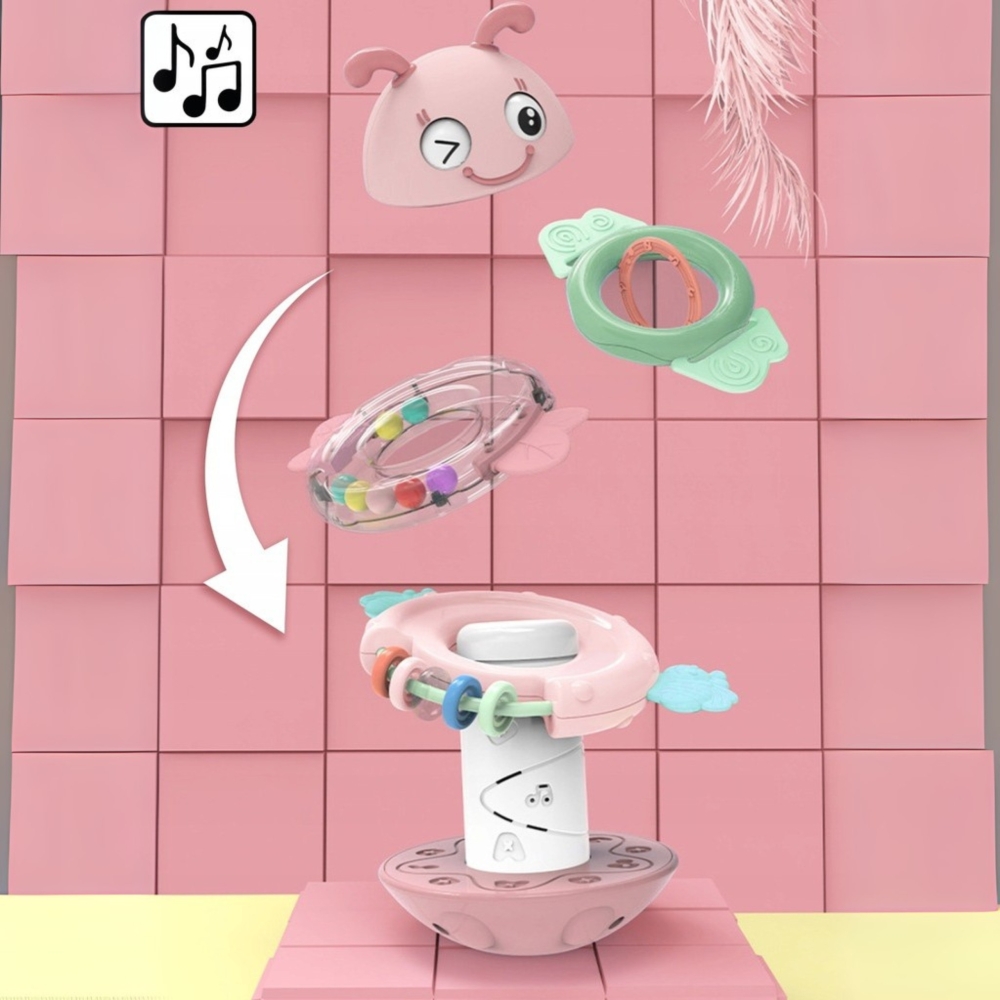 Sensorinis žaislas WOOPIE Baby Wanka 2-in-1 – barškutis ir kramtukas, rožinis-Žaislai, Kūdikiams, Žaislai mažyliams (iki 4 m.