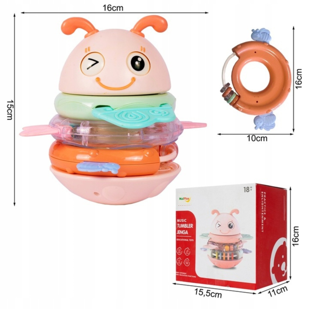 WOOPIE Baby Wanka Stand Up Sensory Toy 2 in 1 Rattle Teether Pink