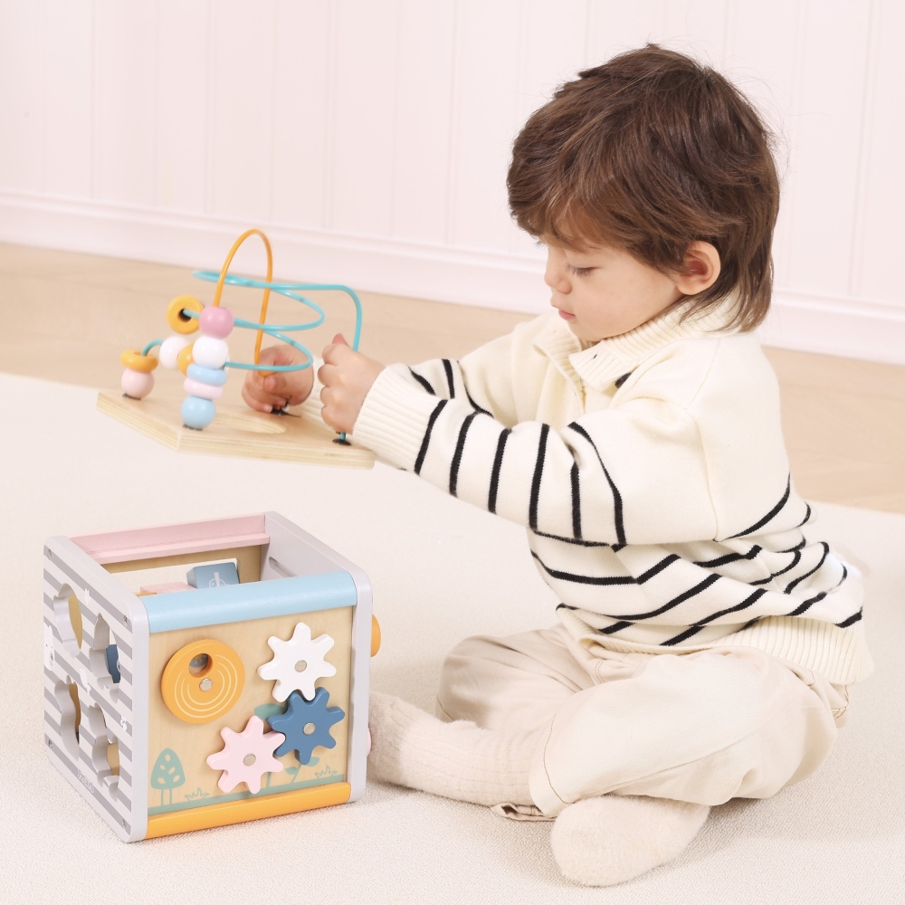 Medinis edukacinis žaidimų kubas 5in1 VIGA PolarB Activity Box-Žaislai, Kūdikiams, Mediniai, Žaislai mažyliams (iki 4 m.