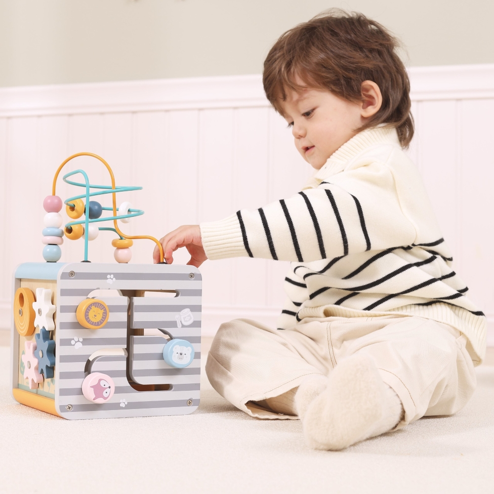 Medinis edukacinis žaidimų kubas 5in1 VIGA PolarB Activity Box-Žaislai, Kūdikiams, Mediniai, Žaislai mažyliams (iki 4 m.