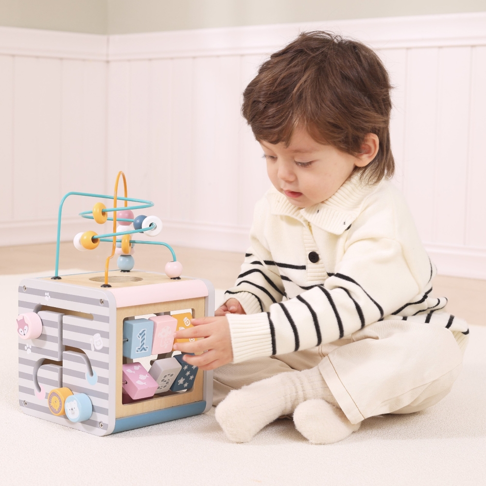 Medinis edukacinis žaidimų kubas 5in1 VIGA PolarB Activity Box-Žaislai, Kūdikiams, Mediniai, Žaislai mažyliams (iki 4 m.