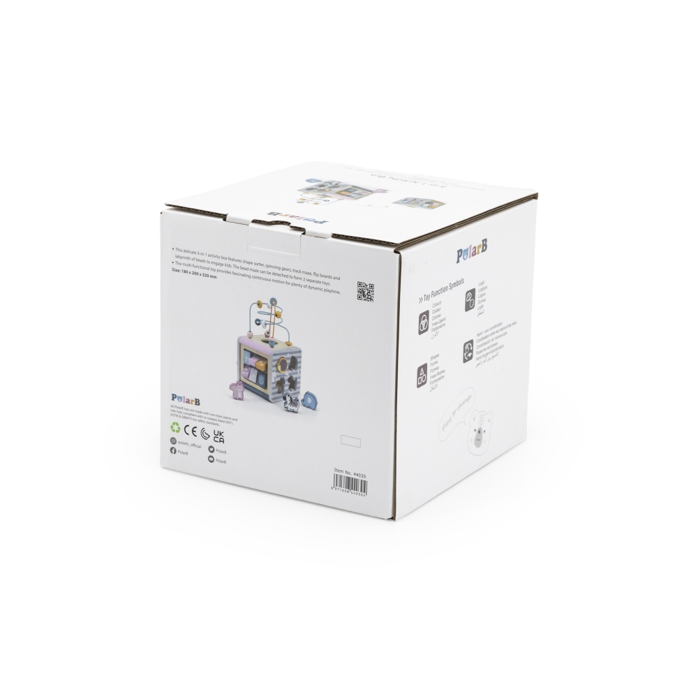 Medinis edukacinis žaidimų kubas 5in1 VIGA PolarB Activity Box-Žaislai, Kūdikiams, Mediniai, Žaislai mažyliams (iki 4 m.