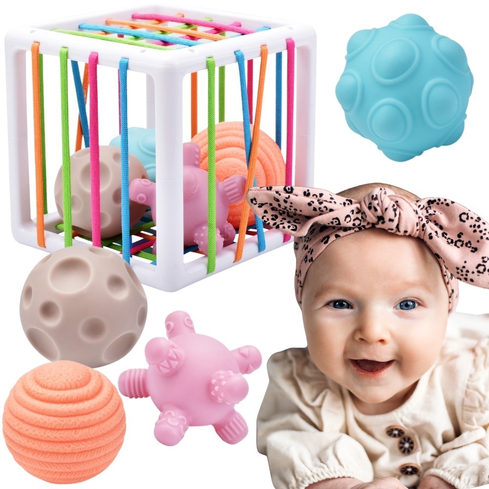 Lankstus sensorinis kubelių rūšiuoklis WOOPIE BABY Crazy Shapes, 5 vnt-Žaislai, Kūdikiams, Žaislai mažyliams (iki 4 m.