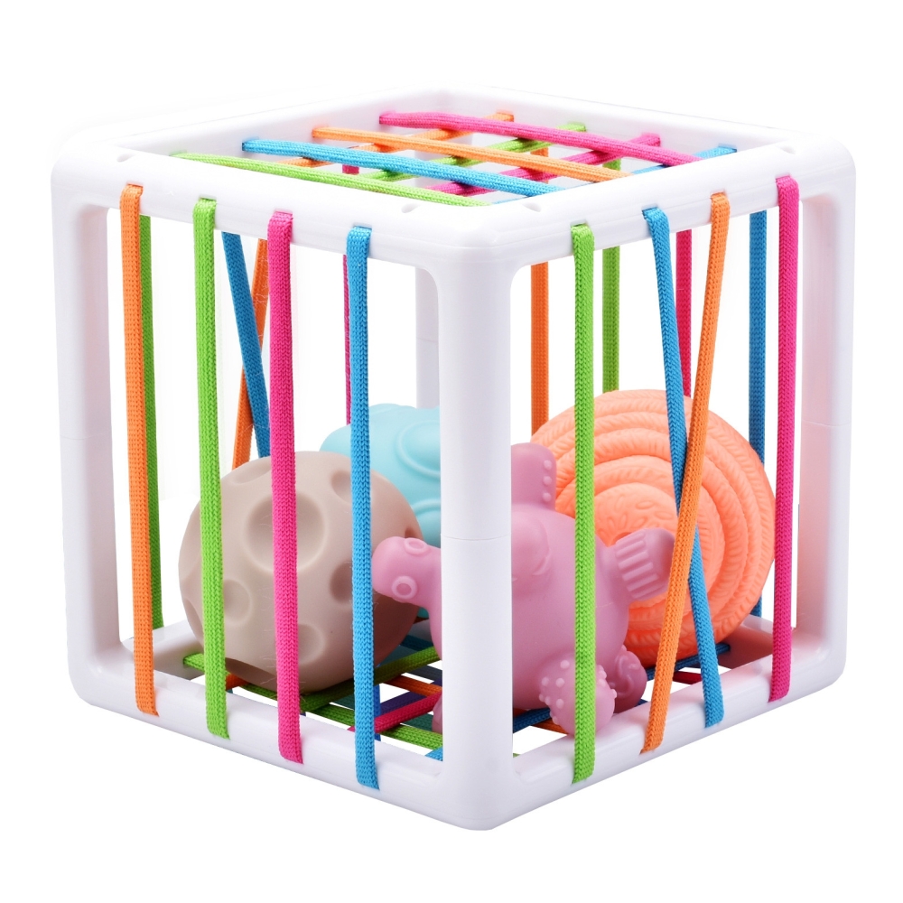 Lankstus sensorinis kubelių rūšiuoklis WOOPIE BABY Crazy Shapes, 5 vnt-Žaislai, Kūdikiams, Žaislai mažyliams (iki 4 m.