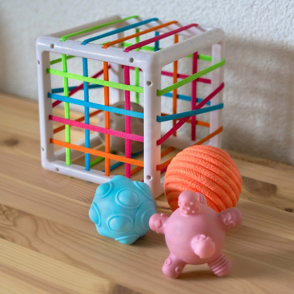 Lankstus sensorinis kubelių rūšiuoklis WOOPIE BABY Crazy Shapes, 5 vnt-Žaislai, Kūdikiams, Žaislai mažyliams (iki 4 m.