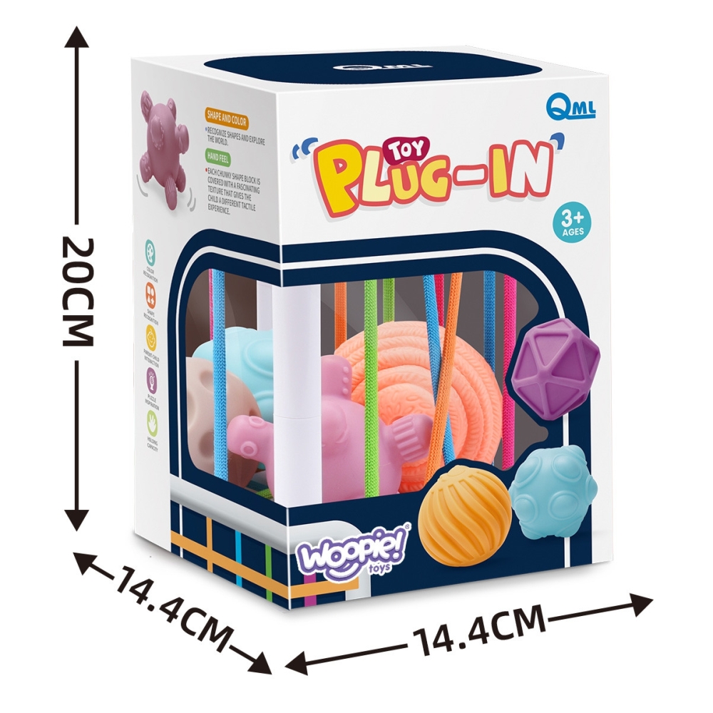 Lankstus sensorinis kubelių rūšiuoklis WOOPIE BABY Crazy Shapes, 5 vnt-Žaislai, Kūdikiams, Žaislai mažyliams (iki 4 m.