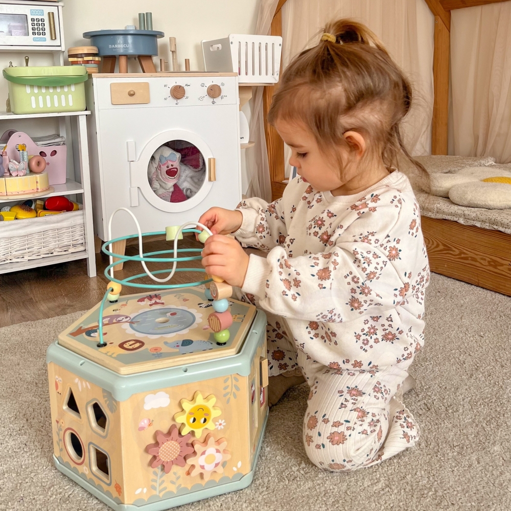 TOOKY TOY Interactive Wooden Montessori Hexagon Opening Box