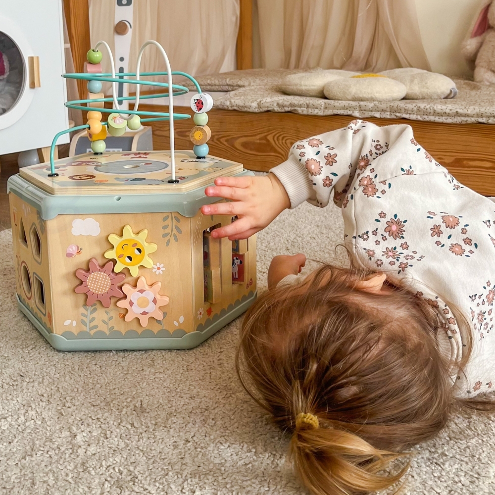 Medinis daugiafunkcinis edukacinis šešiakampis TOOKY TOY Montessori-Žaislai, Kūdikiams, Mediniai, Žaislai mažyliams (iki 4 m.
