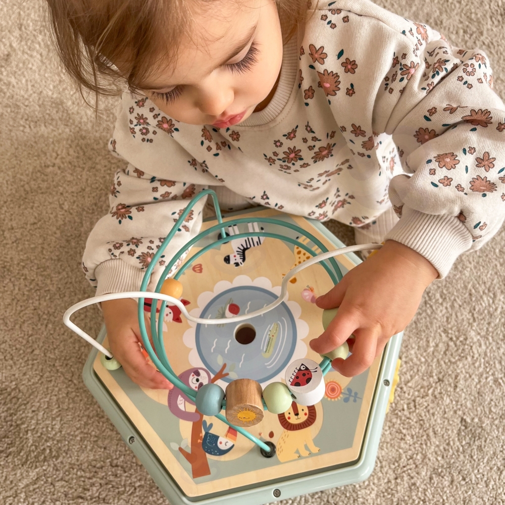 Medinis daugiafunkcinis edukacinis šešiakampis TOOKY TOY Montessori-Žaislai, Kūdikiams, Mediniai, Žaislai mažyliams (iki 4 m.