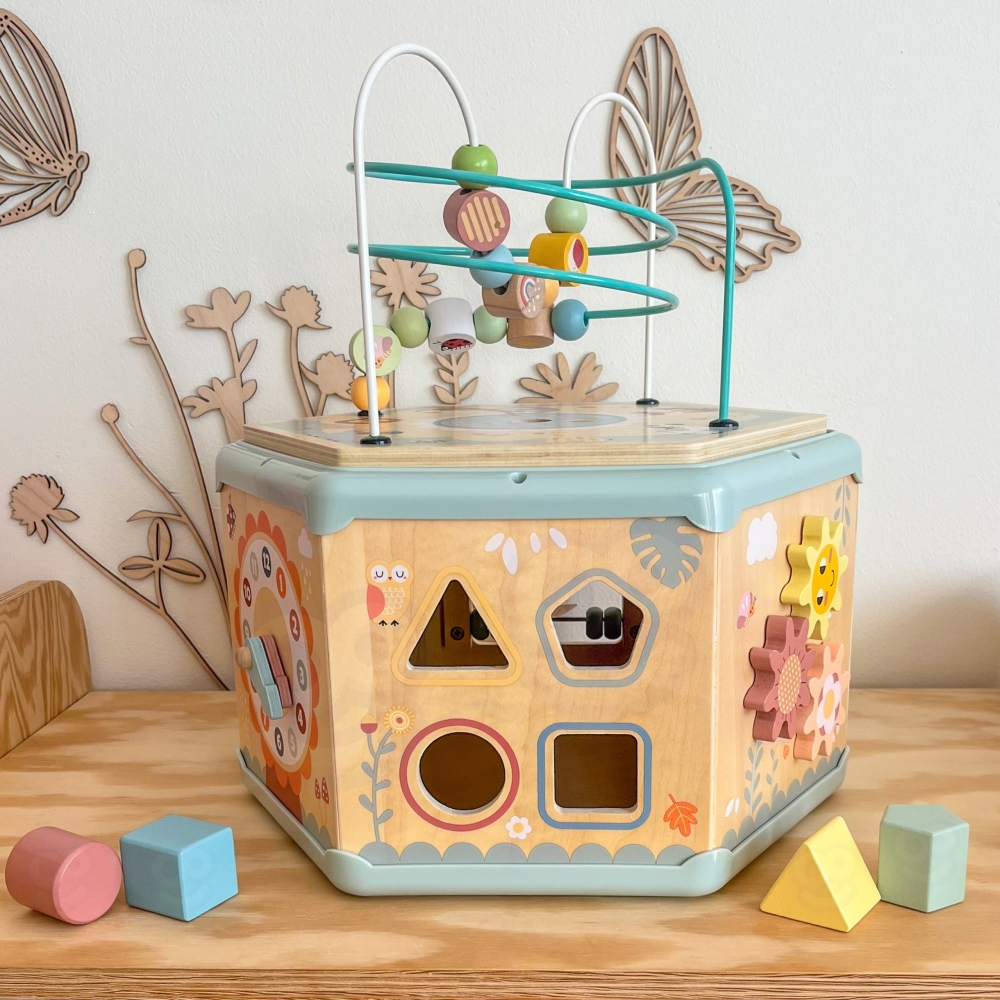 Medinis daugiafunkcinis edukacinis šešiakampis TOOKY TOY Montessori-Žaislai, Kūdikiams, Mediniai, Žaislai mažyliams (iki 4 m.