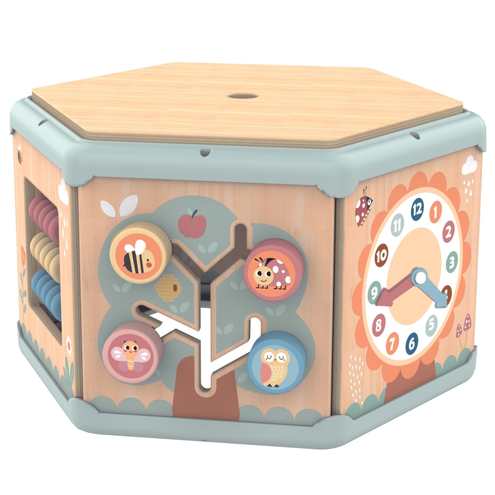 Medinis daugiafunkcinis edukacinis šešiakampis TOOKY TOY Montessori-Žaislai, Kūdikiams, Mediniai, Žaislai mažyliams (iki 4 m.