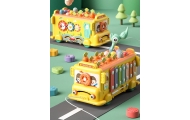 Interaktyvus autobusas – mokomasis rinkinys WOOPIE BABY 6-in-1 su plaktuku ir cimbolais Montessori +18 mėn.