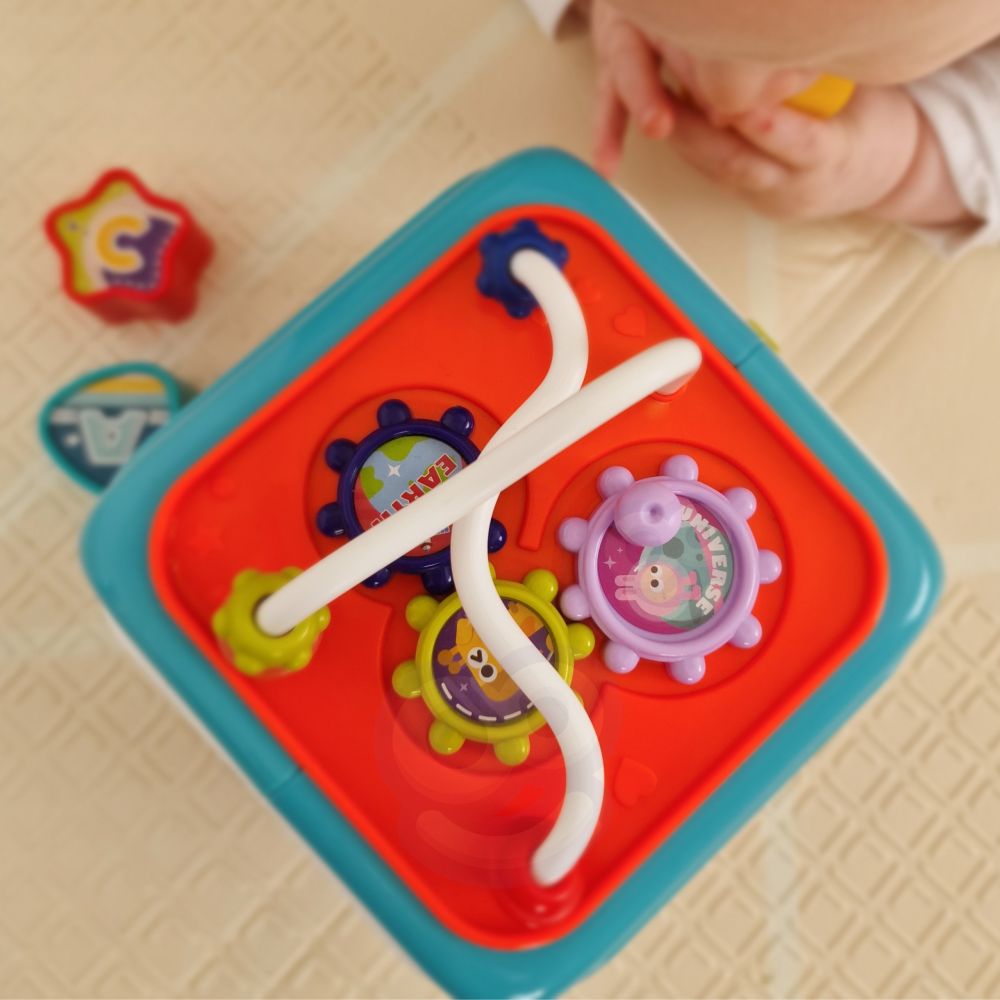 Interaktyvus sensorinis kubas – edukacinis WOOPIE BABY Montessori rūšiuoklis 6-in-1-Žaislai, Kūdikiams, Žaislai mažyliams (iki 4
