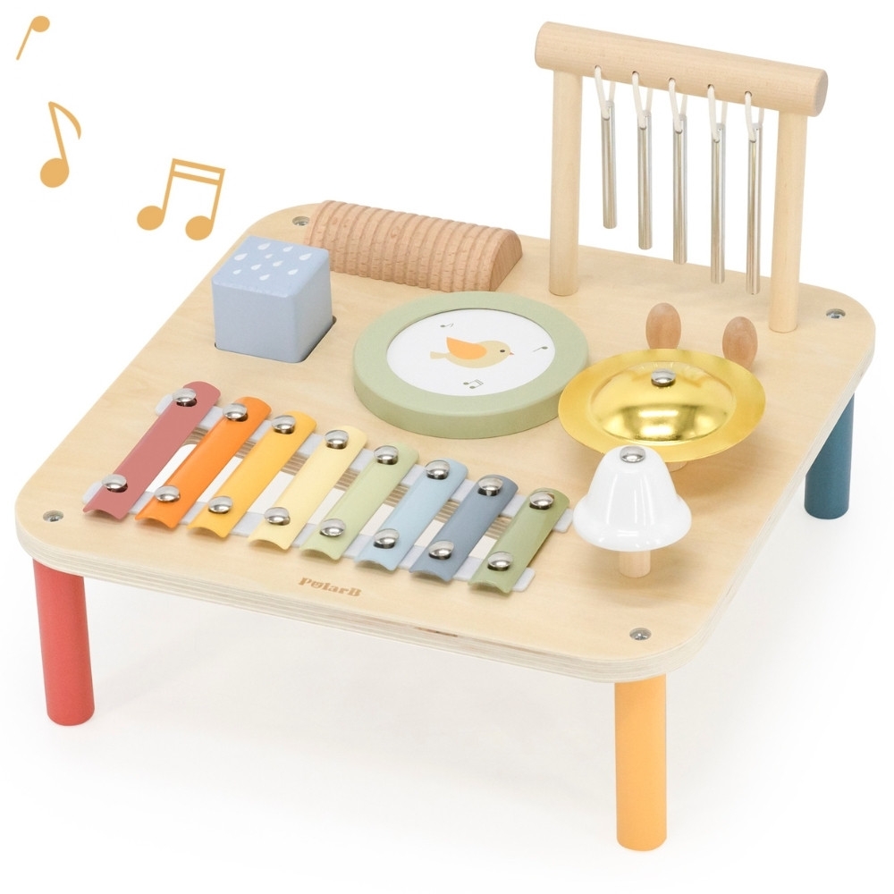 Medinis edukacinis muzikinis sensorinis stalas Viga 7W1-Žaislai, Kūdikiams, Mediniai, Žaislai mažyliams (iki 4 m.
