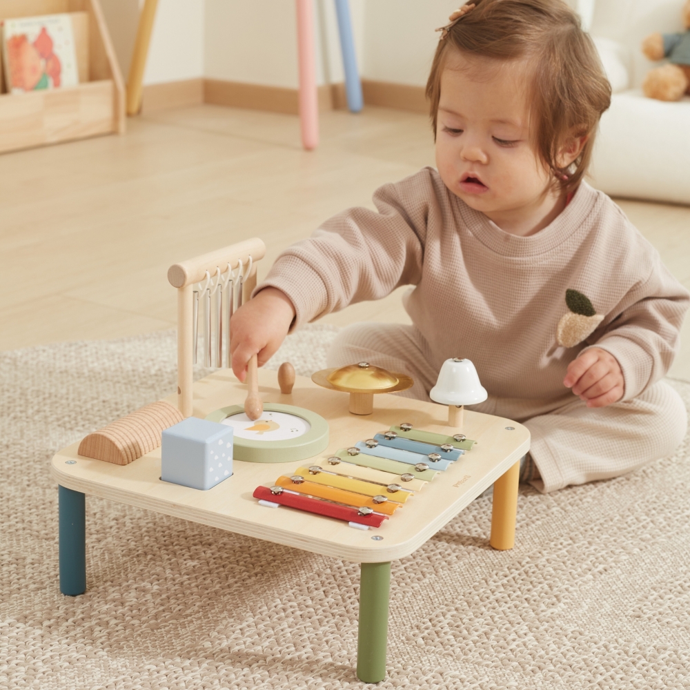 Medinis edukacinis muzikinis sensorinis stalas Viga 7W1-Žaislai, Kūdikiams, Mediniai, Žaislai mažyliams (iki 4 m.