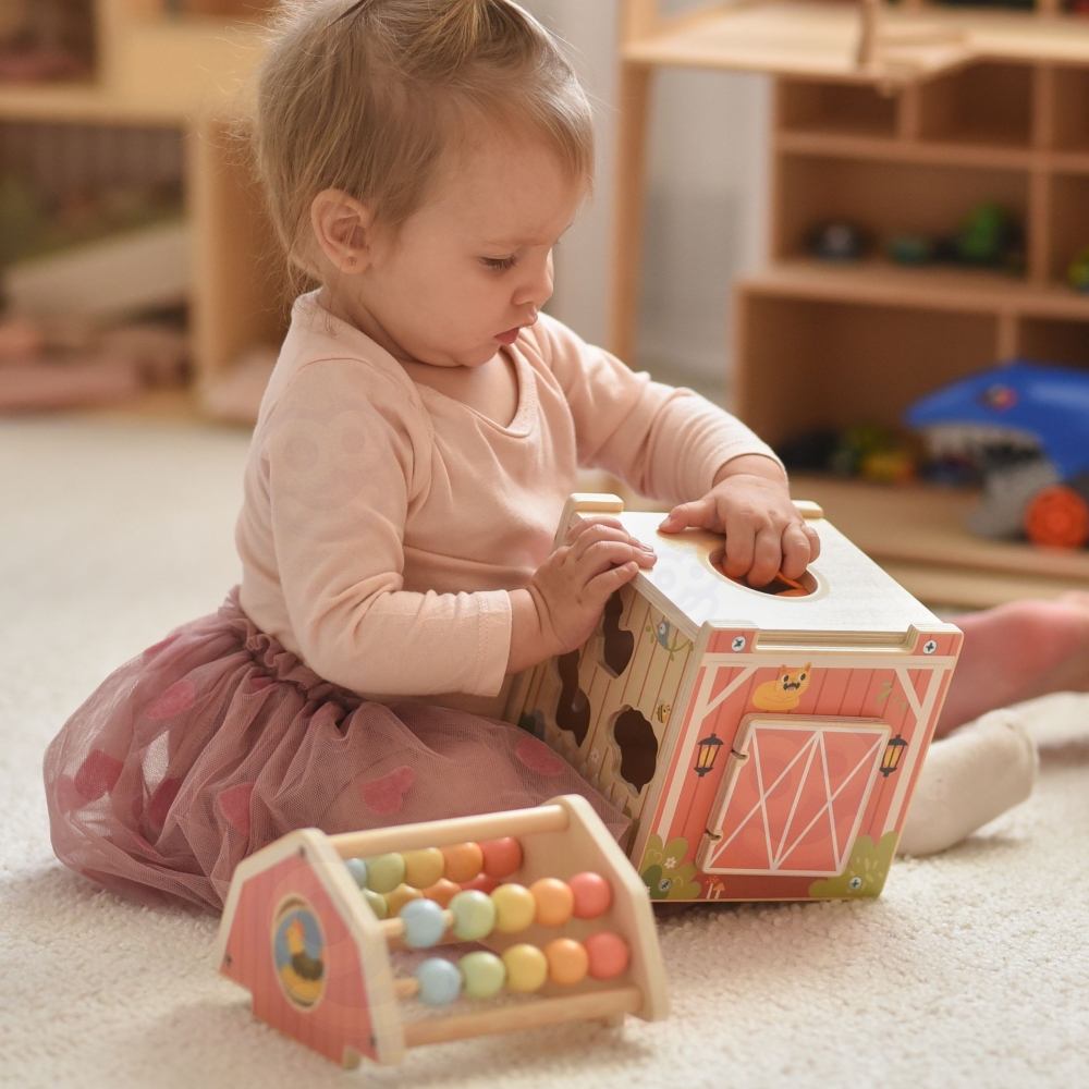 TOOKY TOY Wooden Barn Activity Sorter Montessori Abacus