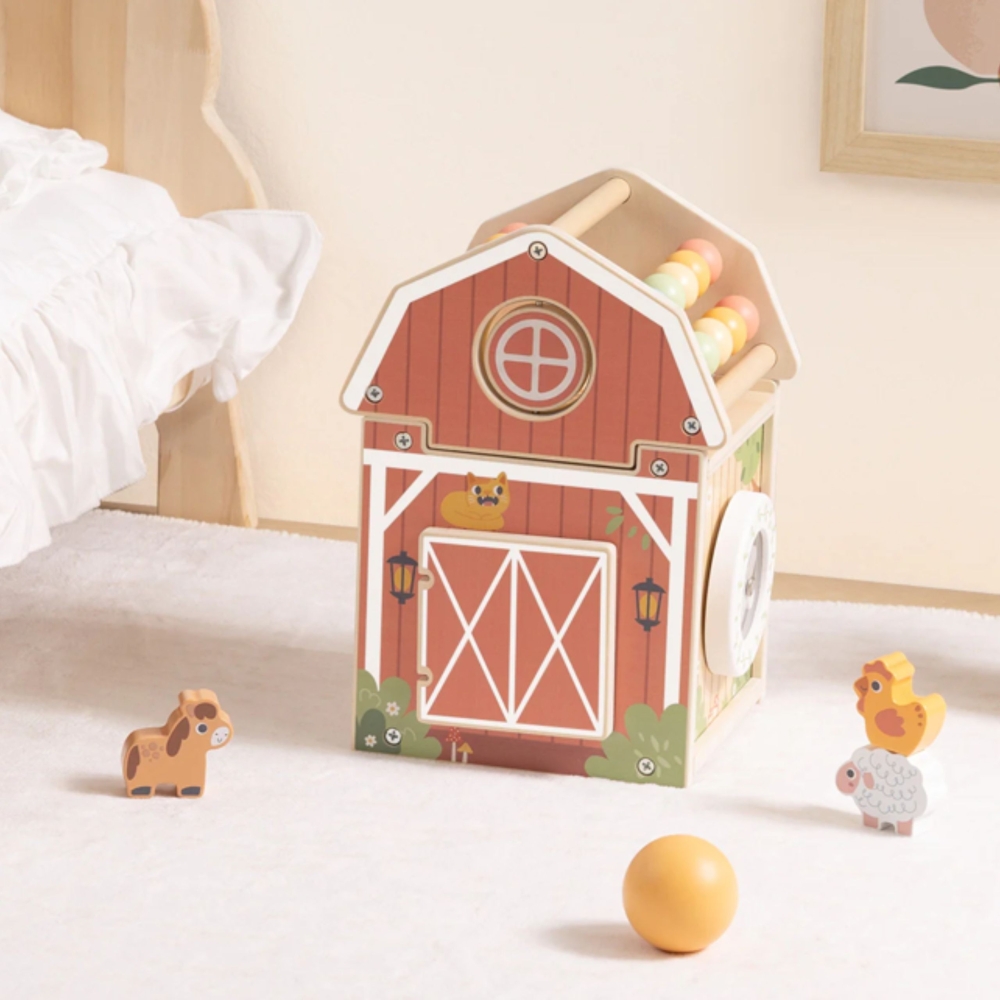 Medinis ūkio namelis su rūšiavimo žaislu ir Montessori skaičiuokle TOOKY TOY-Žaislai, Kūdikiams, Žaislai mažyliams (iki 4 m.