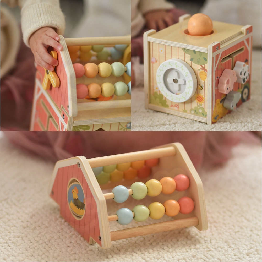 TOOKY TOY Wooden Barn Activity Sorter Montessori Abacus