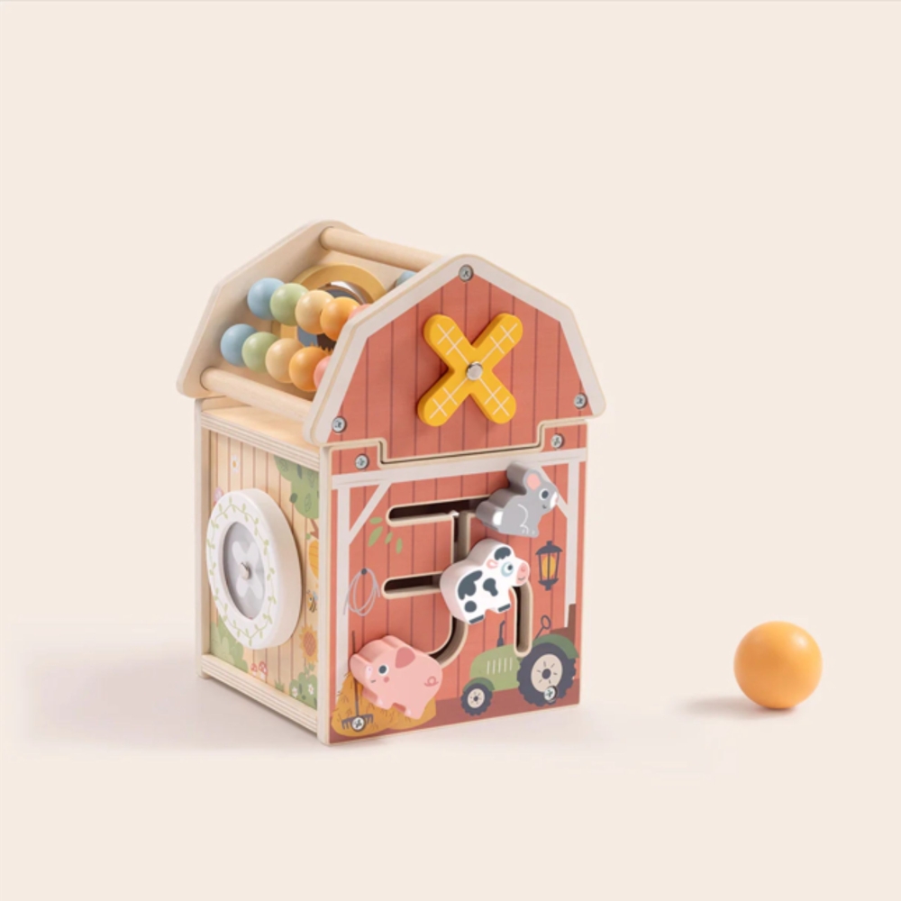TOOKY TOY Wooden Barn Activity Sorter Montessori Abacus