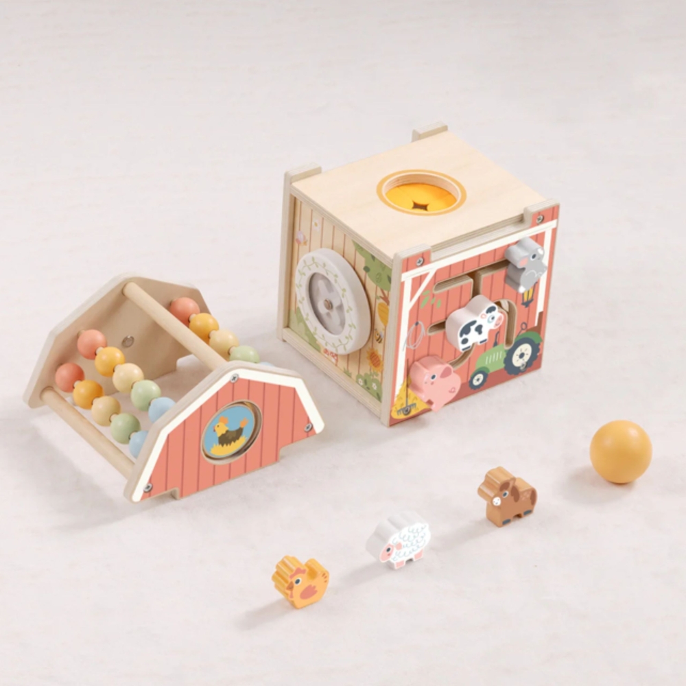Medinis ūkio namelis su rūšiavimo žaislu ir Montessori skaičiuokle TOOKY TOY-Žaislai, Kūdikiams, Žaislai mažyliams (iki 4 m.