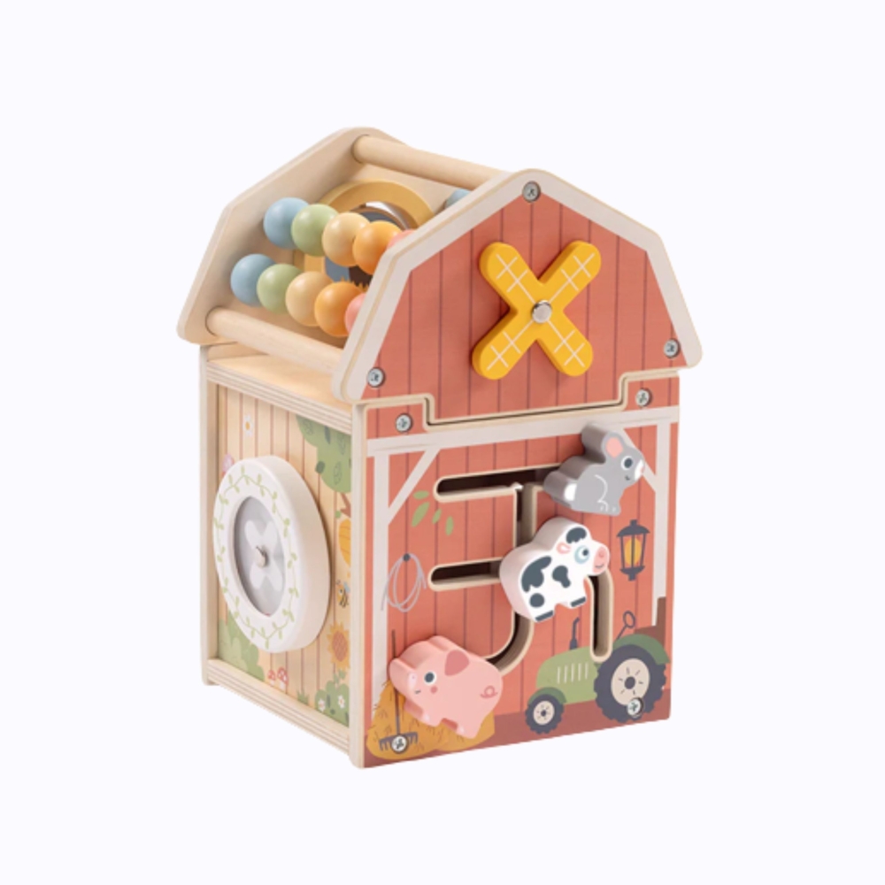 TOOKY TOY Wooden Barn Activity Sorter Montessori Abacus