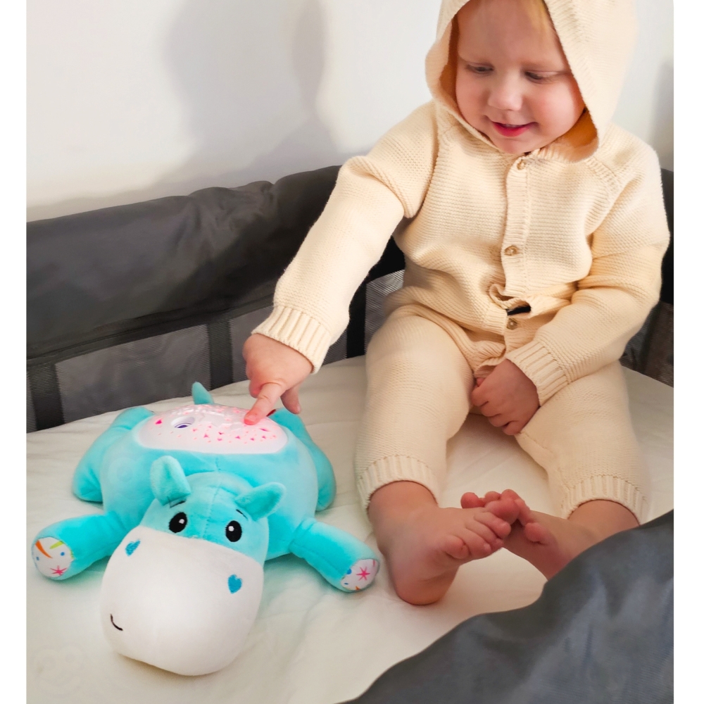 Minkštas žaislas projektorius 2-in-1 WOOPIE BABY Hippo-Miegui, Migdukai ir karuselės, Miego žaislai-e-vaikas