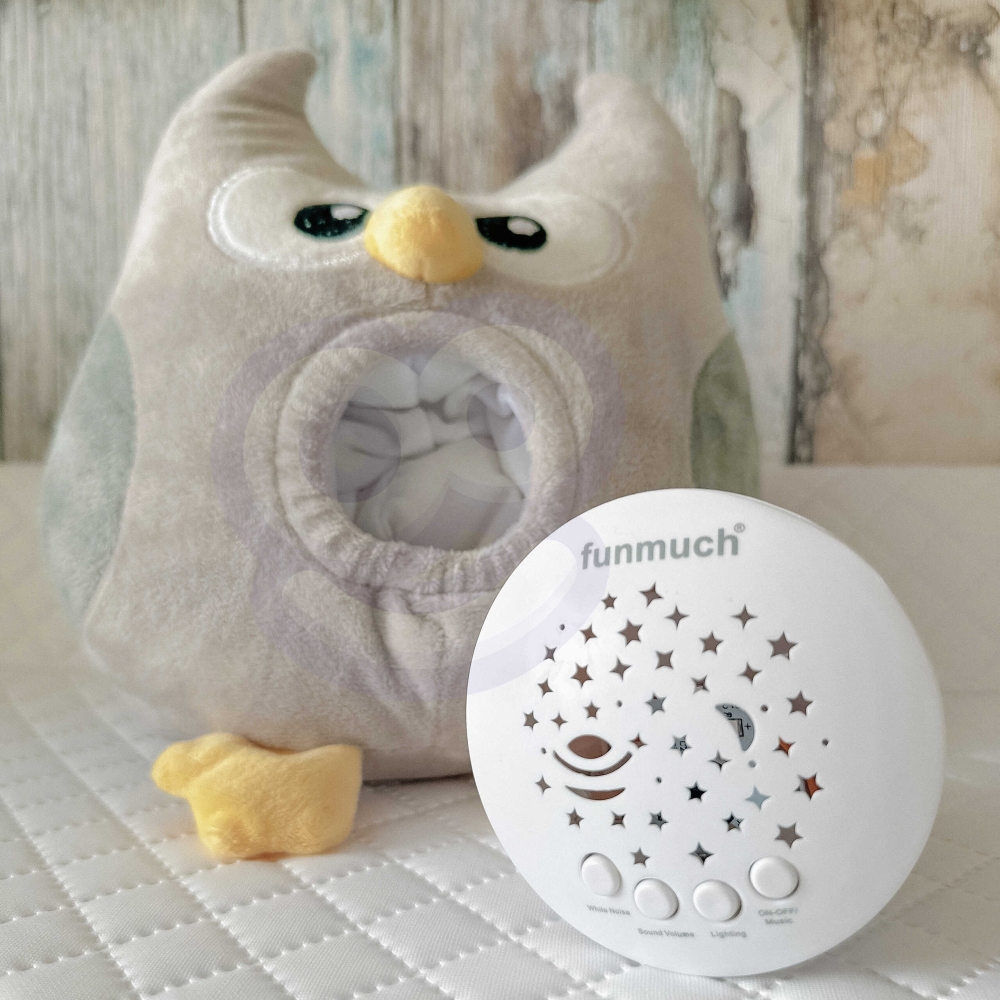 WOOPIE BABY pliušinis 2-in-1 projektoriaus pelėda - 10 lopšinių-Miegui, Migdukai ir karuselės, Miego žaislai-e-vaikas