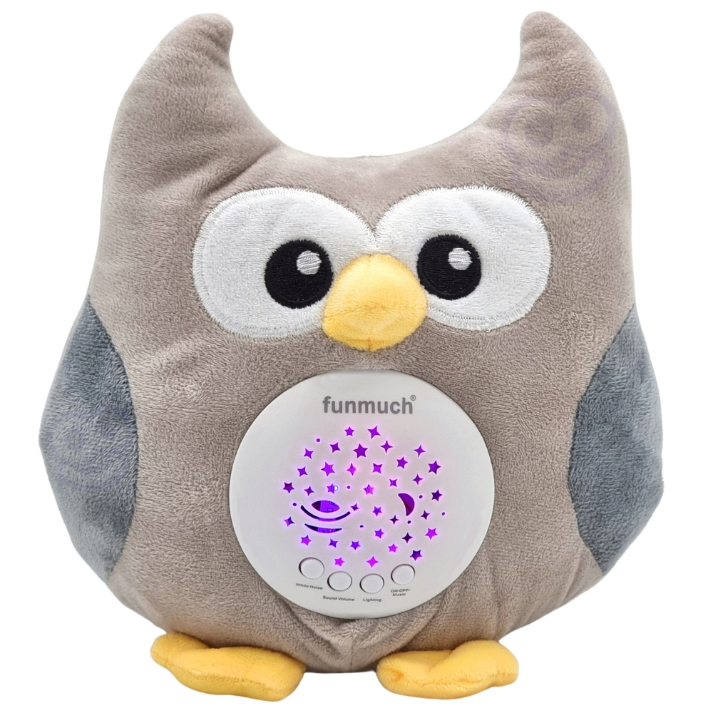 WOOPIE BABY pliušinis 2-in-1 projektoriaus pelėda - 10 lopšinių-Miegui, Migdukai ir karuselės, Miego žaislai-e-vaikas