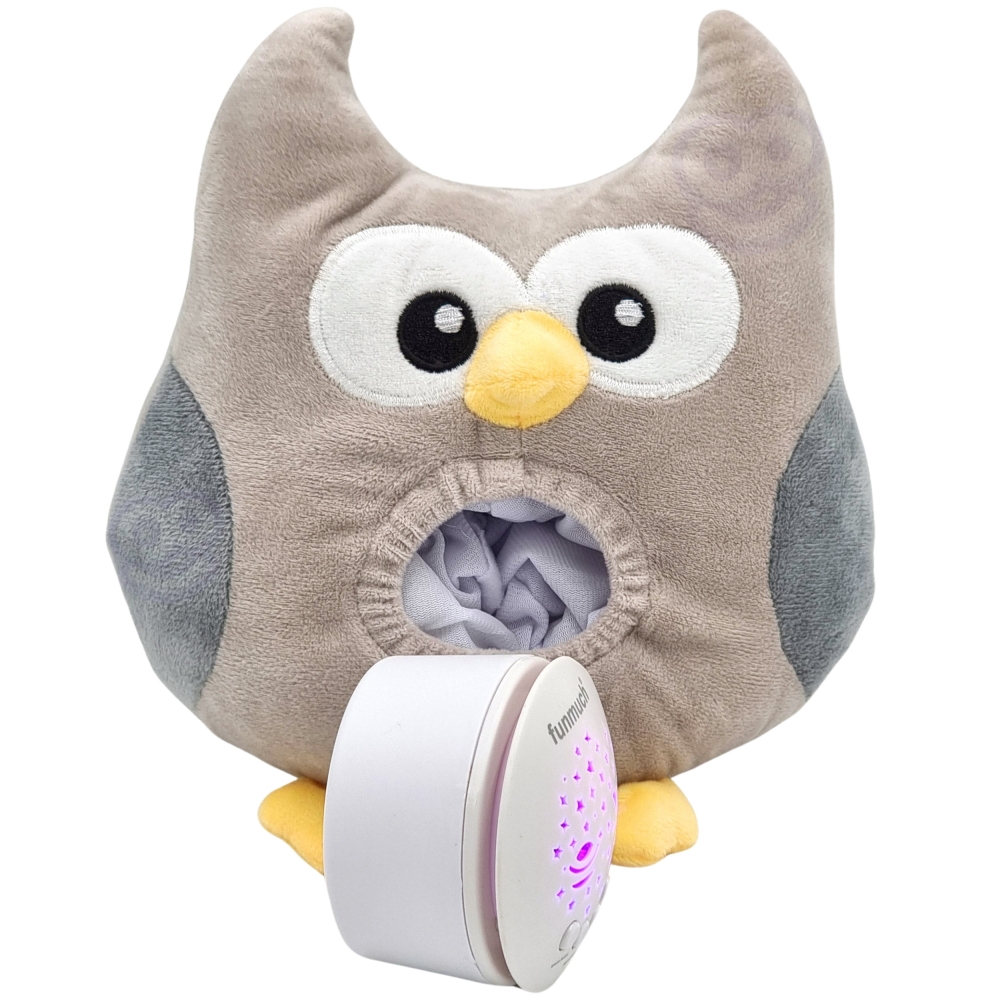 WOOPIE BABY pliušinis 2-in-1 projektoriaus pelėda - 10 lopšinių-Miegui, Migdukai ir karuselės, Miego žaislai-e-vaikas